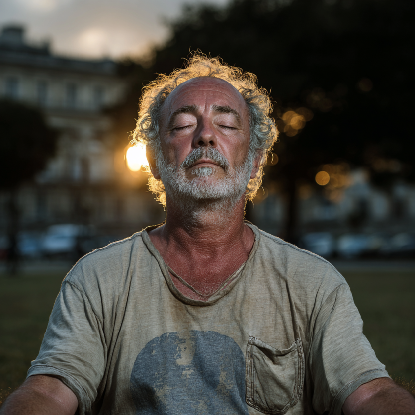 Група літніх людей займається йогою